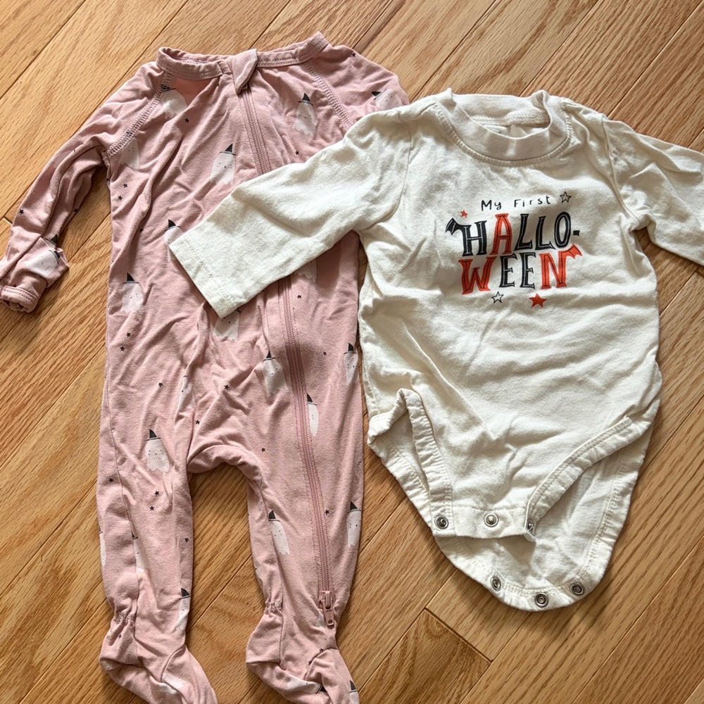 Ghost pajamas and my first Halloween onesie